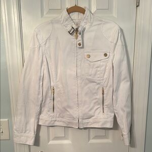 Lauren Jeans Co. by Ralph Lauren 
Women's Jean Jacket White with Gold Accents